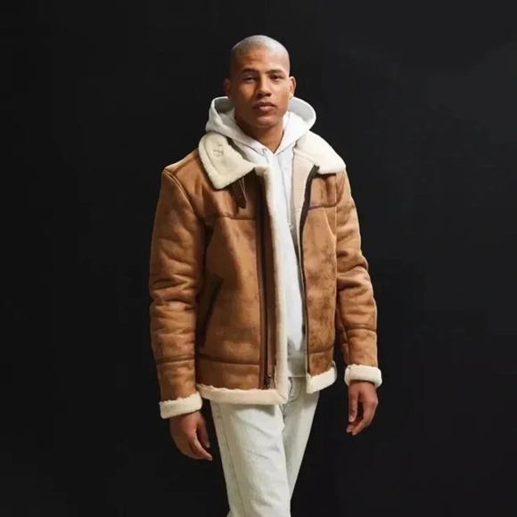 Urban Outfitters Aviator Faux Leather Plush Shearling Bomber Jacket - Picture 10 of 10